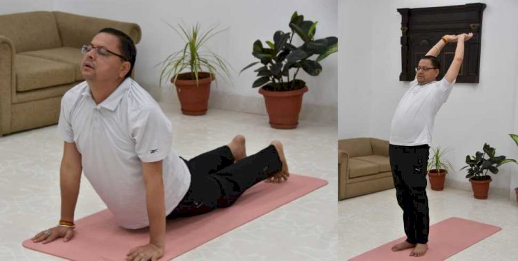 योग के कार्यक्रम में शामिल हुए सीएम धामी, खुद भी किया सूर्य नमस्कार