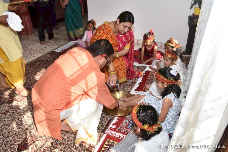 मुख्यमंत्री आवास में विधि विधान से कन्या पूजन