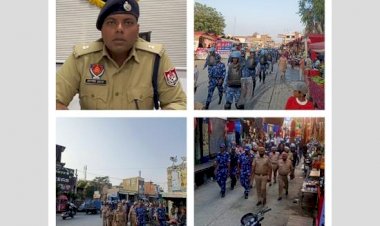 फिरोजपुर पुलिस ने सीआरपीएफ और आरएएफ के साथ मिलकर फ्लैग मार्च निकाला