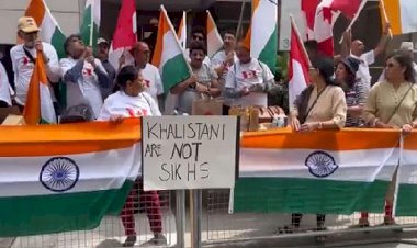 कनाडा: भारतीय समुदाय ने खालिस्तान समर्थक प्रदर्शनकारियों के विरोध में वाणिज्य दूतावास के बाहर तिरंगा लहराया