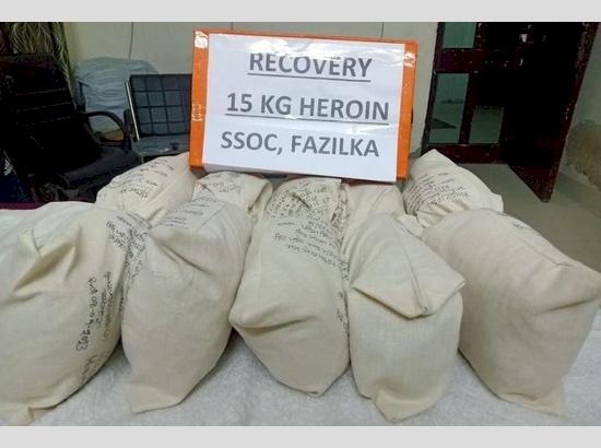 एसएसओसी फाजिल्का ने 15 किलो हेरोइन बरामद की; एक को आयोजित किया गया