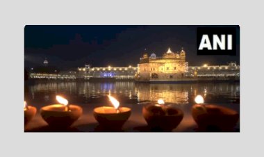 गुरु नानक जयंती के अवसर पर स्वर्ण मंदिर को रोशनी से सजाया गया