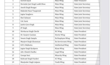 आप पंजाब ने प्रदेश पदाधिकारियों और विभिन्न विंगों के अध्यक्षों के नामों की घोषणा की