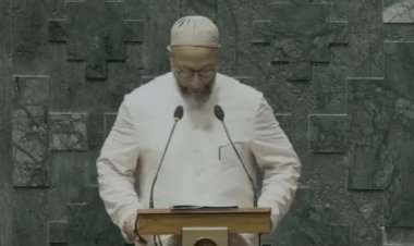 संसद में शपथ ग्रहण के बाद ओवैसी ने लगाया नारा, बोले-जय भीम, जय फिलीस्तीन