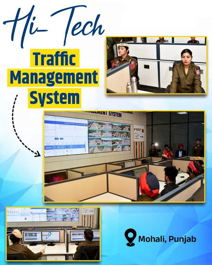 एआई से अपग्रेड हुआ मोहाली: रीयल-टाइम मॉनिटरिंग ने बढ़ाई पुलिस की रिस्पॉन्स स्पीड,400+ कैमरों वाले AI सिस्टम ने ट्रैफिक अनुशासन में लाई सख़्ती